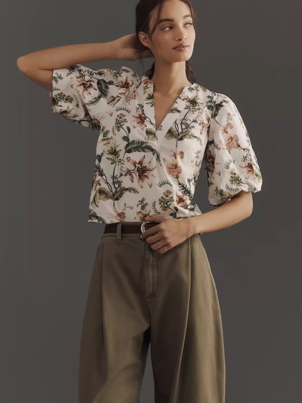Anthropologie Popover Floral Blouse